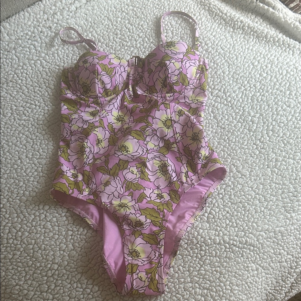 Tory Burch Pink and Green Floral Swimsuit